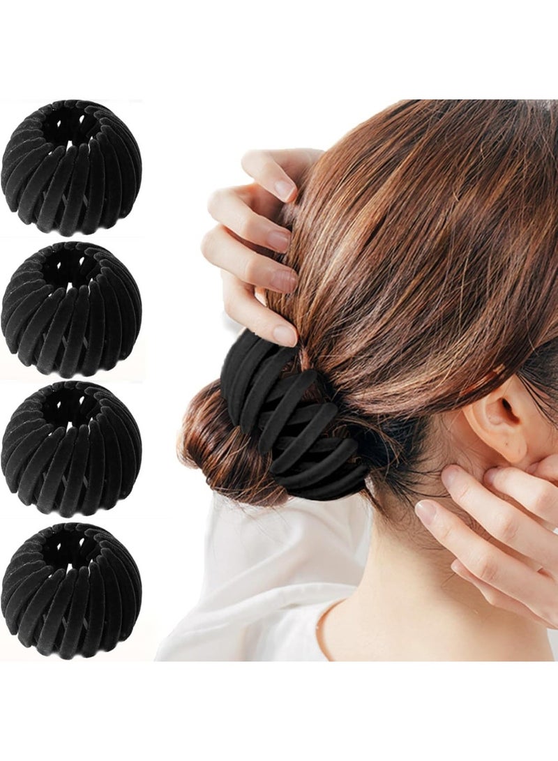 ChicAbode 4 Pcs Birds Nest Hair Clip, Hair Ties for Women, Hair Bun Maker Ponytail Holder for Thick Thin Hair, Lazy Birds Nest Hairpin - Image 1